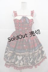 Angelic Pretty / British Bearジャンパースカート  赤 I-25-11-24-040-AP-OP-SA-ZI