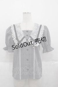 Rojita / パール釦セーラーカラーブラウス  黒チェック I-25-11-27-005-LO-BL-SA-ZI