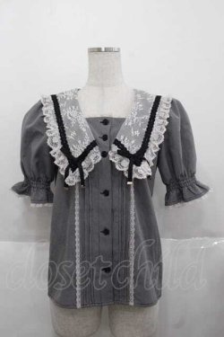 画像1: Rojita / パール釦セーラーカラーブラウス  黒チェック I-25-11-27-005-LO-BL-SA-ZI