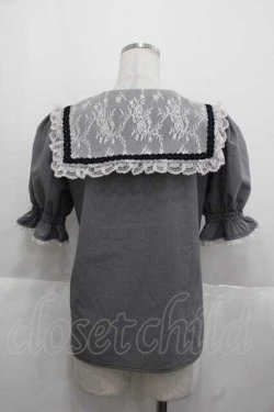 画像2: Rojita / パール釦セーラーカラーブラウス  黒チェック I-25-11-27-005-LO-BL-SA-ZI