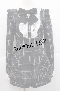 画像1: Secret Honey / チェックブラウス&ショートパンツセットアップ  黒チェックＸ白 I-25-11-27-040-CA-OP-SA-ZI