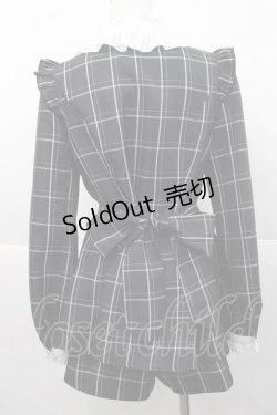 画像2: Secret Honey / チェックブラウス&ショートパンツセットアップ  黒チェックＸ白 I-25-11-27-040-CA-OP-SA-ZI