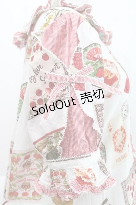 画像4: PINK HOUSE / チェリープリントパッチワーク風ワンピース  白Ｘ赤 I-25-11-27-046-LO-OP-SA-ZI (4)
