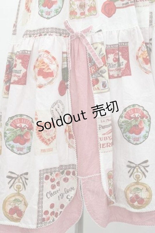 画像5: PINK HOUSE / チェリープリントパッチワーク風ワンピース  白Ｘ赤 I-25-11-27-046-LO-OP-SA-ZI (5)