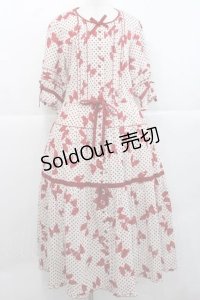 PINK HOUSE / 水玉りぼんプリントワンピース  アイボリー×赤 I-25-11-27-047-LO-OP-SA-ZI