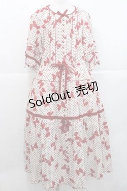 画像1: PINK HOUSE / 水玉りぼんプリントワンピース  アイボリー×赤 I-25-11-27-047-LO-OP-SA-ZI