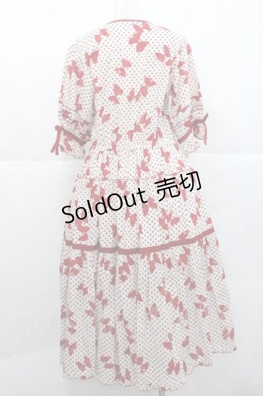 画像2: PINK HOUSE / 水玉りぼんプリントワンピース  アイボリー×赤 I-25-11-27-047-LO-OP-SA-ZI (2)