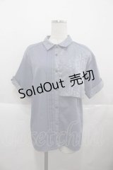 axes femme / ジャカード切替シャツ  ブルー I-25-11-27-008-AX-BL-SA-ZI