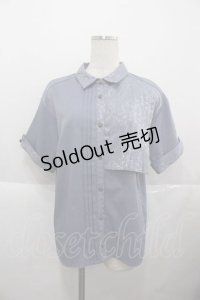 axes femme / ジャカード切替シャツ  ブルー I-25-11-27-008-AX-BL-SA-ZI