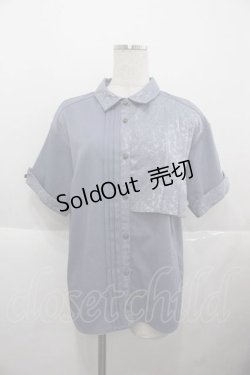 画像1: axes femme / ジャカード切替シャツ  ブルー I-25-11-27-008-AX-BL-SA-ZI