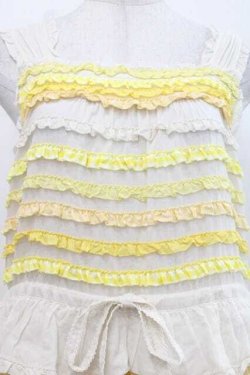 画像3: PINK HOUSE / 配色フリル使いキャミソールワンピース  イエロー I-25-11-27-050-LO-CO-SA-ZI