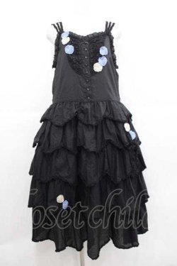 画像1: PINK HOUSE / パンジーレース使いローンキャミソールワンピース  黒 I-25-11-27-052-LO-OP-SA-ZI