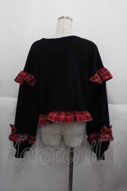 画像2: Chalmiere / リボンワッペンショート丈プル  黒Ｘ赤チェック I-25-11-27-010-LO-TO-SA-ZI