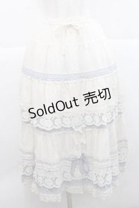 PINK HOUSE / ローズレース使いスカート  アイボリーＸブルー I-25-11-27-063-LO-SK-SA-ZI