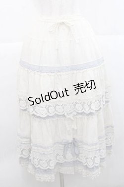 画像1: PINK HOUSE / ローズレース使いスカート  アイボリーＸブルー I-25-11-27-063-LO-SK-SA-ZI