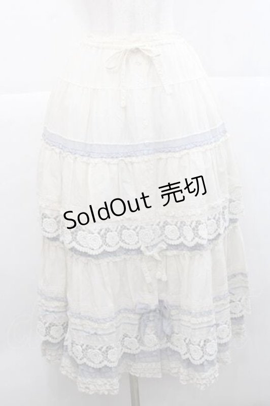 画像1: PINK HOUSE / ローズレース使いスカート  アイボリーＸブルー I-25-11-27-063-LO-SK-SA-ZI (1)
