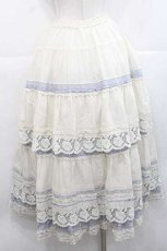 画像2: PINK HOUSE / ローズレース使いスカート  アイボリーＸブルー I-25-11-27-063-LO-SK-SA-ZI (2)