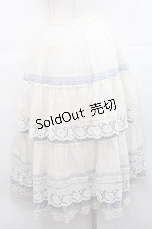 画像2: PINK HOUSE / ローズレース使いスカート  アイボリーＸブルー I-25-11-27-063-LO-SK-SA-ZI (2)