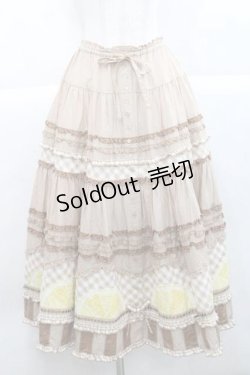 画像1: PINK HOUSE / レモンケーキパッチワークスカート  ブラウン I-25-11-27-064-LO-OP-SA-ZI