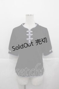 axes femme / チャイナ釦リブプルオーバー  ブラック I-25-11-27-011-AX-TO-SA-ZI