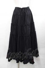 PINK HOUSE / フルーツ刺繍ローンスカート  黒 I-25-11-27-067-LO-SK-SA-ZI