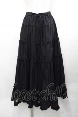 画像1: PINK HOUSE / フルーツ刺繍ローンスカート  黒 I-25-11-27-067-LO-SK-SA-ZI