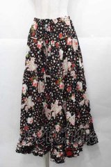 PINK HOUSE / オーナメントローズプリントスカート  黒 I-25-11-27-068-LO-SK-SA-ZI