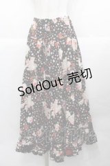 PINK HOUSE / オーナメントローズプリントスカート  黒 I-25-11-27-068-LO-SK-SA-ZI