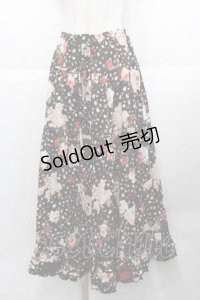 PINK HOUSE / オーナメントローズプリントスカート  黒 I-25-11-27-068-LO-SK-SA-ZI