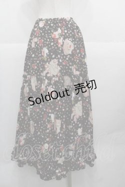 画像2: PINK HOUSE / オーナメントローズプリントスカート  黒 I-25-11-27-068-LO-SK-SA-ZI