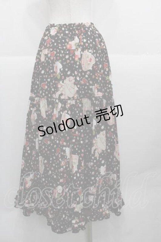 画像2: PINK HOUSE / オーナメントローズプリントスカート  黒 I-25-11-27-068-LO-SK-SA-ZI (2)