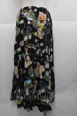 画像2: PINK HOUSE / ブーケモチーフプリントスカート  黒 I-25-11-27-069-LO-SK-SA-ZI