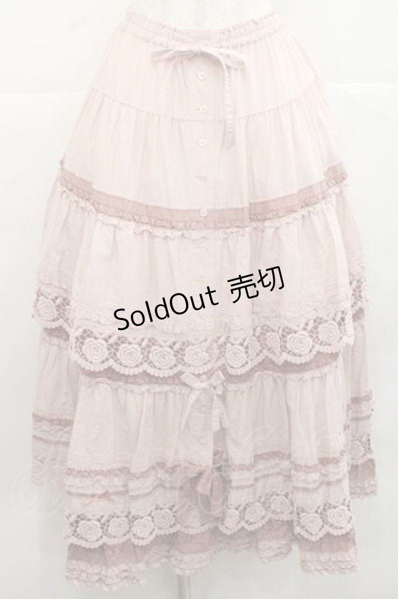 画像1: PINK HOUSE / ローズレース使いスカート  ピンク I-25-11-27-074-LO-SK-SA-ZI (1)