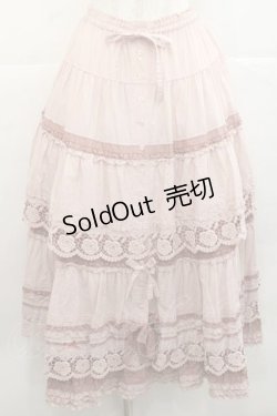 画像1: PINK HOUSE / ローズレース使いスカート  ピンク I-25-11-27-074-LO-SK-SA-ZI