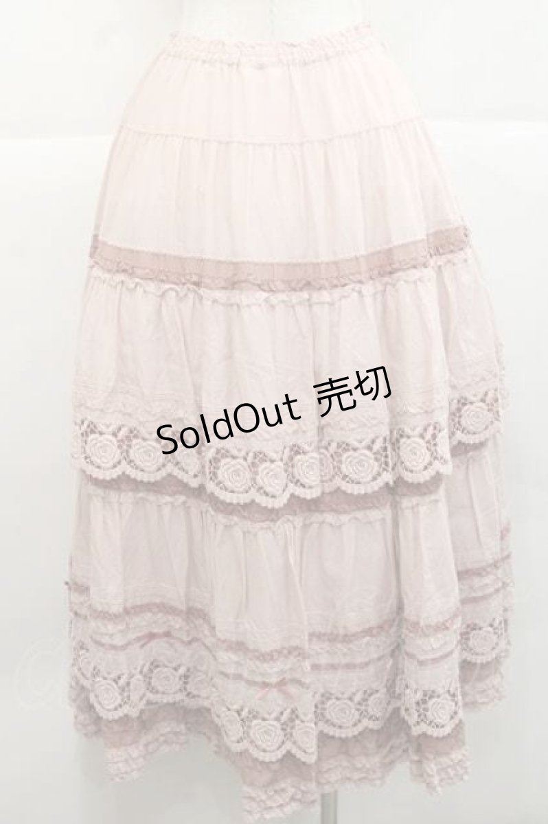 画像2: PINK HOUSE / ローズレース使いスカート  ピンク I-25-11-27-074-LO-SK-SA-ZI (2)