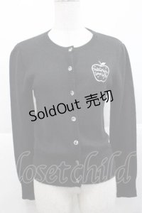 metamorphose / りんご刺繍ニットカーディガン  黒Ｘ白 I-25-11-27-012-ME-TO-SA-ZI