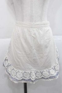 PINK HOUSE / ローズレース使いエプロン  アイボリー×ブルー I-25-11-27-076-LO-ZA-SA-ZI