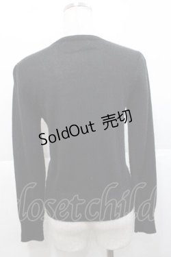 画像2: metamorphose / りんご刺繍ニットカーディガン  黒Ｘ白 I-25-11-27-012-ME-TO-SA-ZI