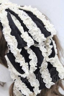 画像3: Hoshibako Works / お人形風シャンティクリームリボンカチューシャ  黒 I-25-11-27-087-LO-AC-SA-ZI