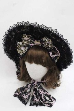 画像1: Angelic Pretty / Romantic Jewelryボンネット  黒 I-25-11-27-089-AP-AC-SA-ZI