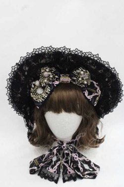 画像2: Angelic Pretty / Romantic Jewelryボンネット  黒 I-25-11-27-089-AP-AC-SA-ZI