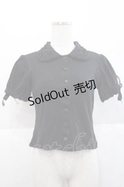 画像1: metamorphose / はしごレース襟半袖カットカーディガン  黒 I-25-11-27-013-ME-TO-SA-ZI