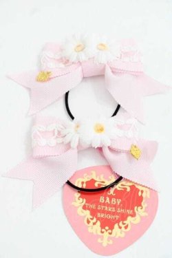 画像1: BABY,THE STARS SHINE BRIGHT / チェリーマーガレットリボンゴム  ピンク I-25-11-27-100-BA-AC-SA-ZI