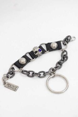 画像1: SEX POT ReVeNGe / スカルチェーンブレスレット  シルバーｘ黒 I-25-11-27-104-SP-AC-SA-ZI