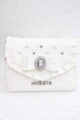 NOEMIE / ビジューリボンモノグラムウォレット  オフホワイト I-25-11-27-106-LO-TS-SA-ZI
