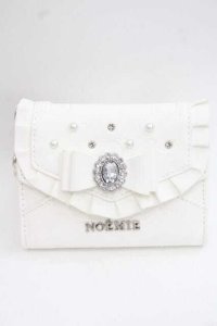 NOEMIE / ビジューリボンモノグラムウォレット  オフホワイト I-25-11-27-106-LO-TS-SA-ZI