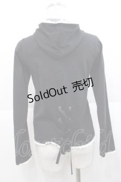 画像2: metamorphose / チュールフードスワン刺繍カーディガン  黒Ｘ白 I-25-11-27-014-ME-TO-SA-ZI