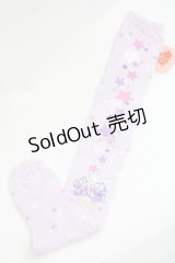 BABY,THE STARS SHINE BRIGHT / 星屑Fantasia 双子の星ネコちゃんのホロスコープ 柄オーバーニーソックス  ラベンダー I-25-11-27-107-BA-ZA-SA-ZI