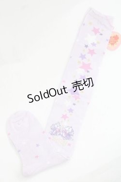 画像1: BABY,THE STARS SHINE BRIGHT / 星屑Fantasia 双子の星ネコちゃんのホロスコープ 柄オーバーニーソックス  ラベンダー I-25-11-27-107-BA-ZA-SA-ZI