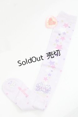 画像2: BABY,THE STARS SHINE BRIGHT / 星屑Fantasia 双子の星ネコちゃんのホロスコープ 柄オーバーニーソックス  ラベンダー I-25-11-27-107-BA-ZA-SA-ZI